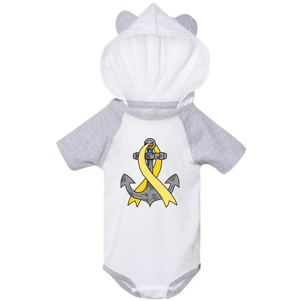 inktastic Anchor with Yellow Ribbon for Bone Cancer Long Sleeve Creeper 